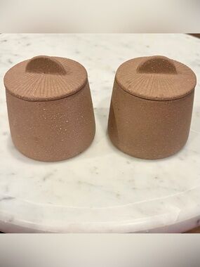 New! Set of 2 Citrine Spice Jars, Terra Cotta, Dishwasher Safe
